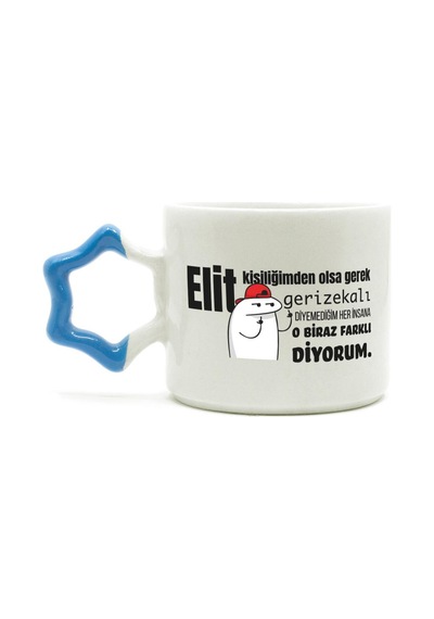 Elit Kişiliğimden Olsa Gerek Baskılı Mavi Kulplu Yıldız Kupa