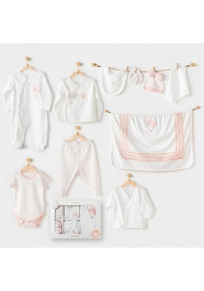Erturkstore Ac25551 Newborn Set Pınk Baloons 10'lu Hastane Çıkışı Ekru Çok Renkli