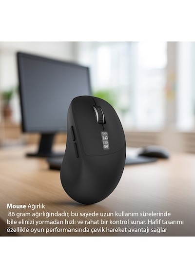 IWM-397T Kablosuz Mouse | 7D Sessiz Tuş 500mAh Şarjlı LED Gösterge Paneli 3200 DPI