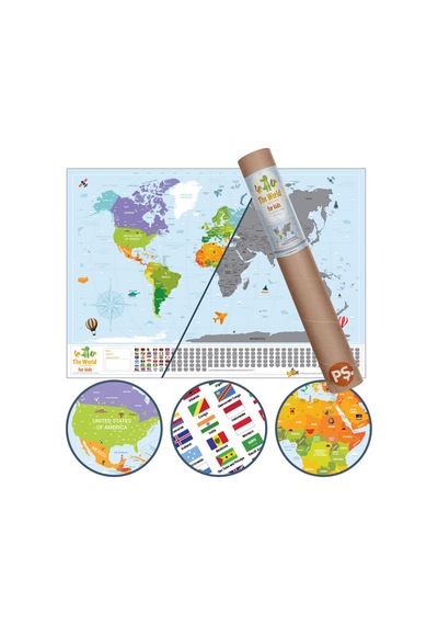 Scratch Map Kids Eyaletli Kazınabilir Çocuk Dünya Haritası En Büyük Boy 70 100 Türkiye De Tek - 808559665