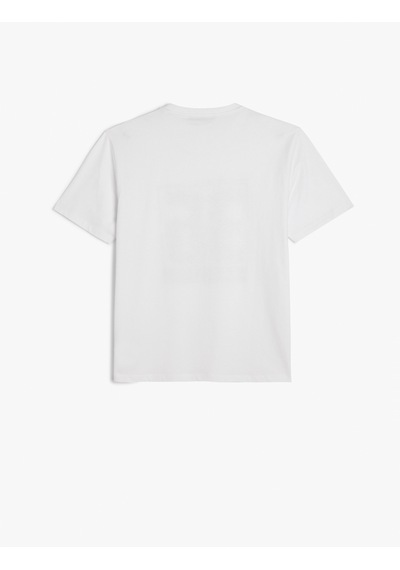 Koton Kısa Kollu Bisiklet Yaka Regular Fit Pamuklu Baskılı Tişört Beyaz 5sam10250hk Beyaz