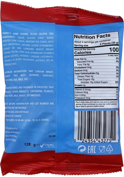 Tommy S Gone Fishing Bitki Bazlı Çilekli Gummy Fish Ve Lezzetli Vegan Atıştırmalık 128 G