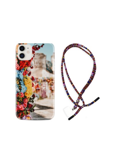 Apple Uyumlu iPhone 11 Kılıf Rasta Boyun Askılı Gerçek Çiçekler 1743