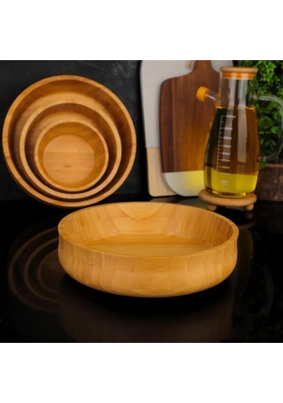 Mien Dayanıklı Bambu Bohem Kase 24 Cm Büyük Boy L 1 Adet 7b123 Kahverengi