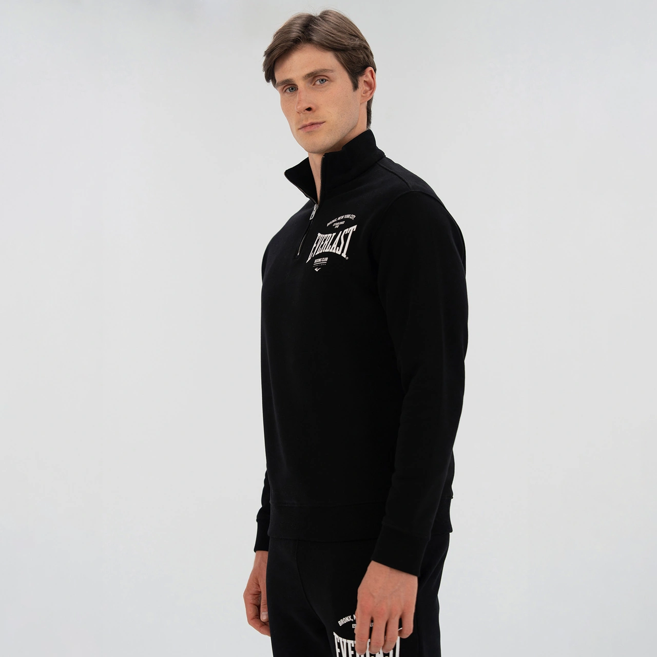Everlast Bronx Nyc Yarım Fermuarlı Regular Erkek Siyah Sweatshirt Tm0104 Siyah