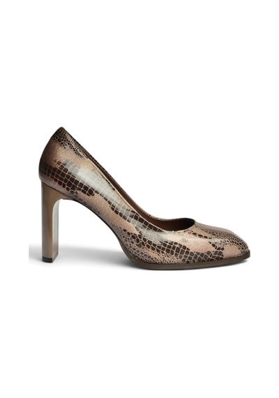 Fox Shoes Z676040507 Vizon Yılan Baskılı Kalın Topuklu Kadın Ayakkabı