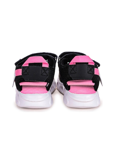 Kiko Kids 100 Işıklı Kız/erkek Çocuk Cırtlı Sandalet Ayakkabı 100 Siyah - Pembe