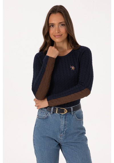 U.S. Polo Assn. Kadın Lacivert Bisiklet Yaka Basic Kazak 50307728-VR033