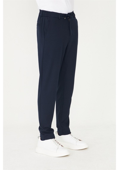Lacivert Beli Bağcıklı Modern Kesim Jogger Erkek Pantolon Laci