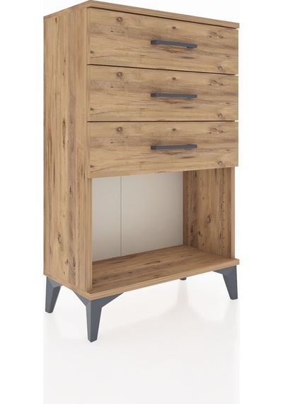 Arges Komodin 3 Çekmeceli 60x30x96 Çam-çam Atlas Çam