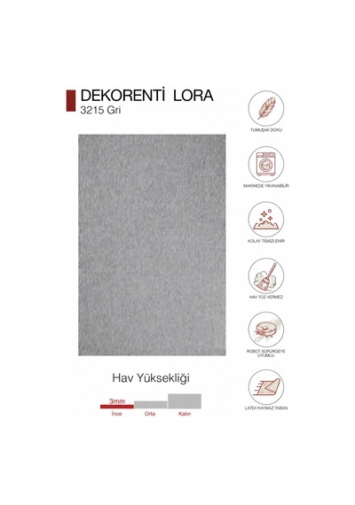 Dekorenti Lora 3215 Gri Sisal Yolluk Koridor Halısı