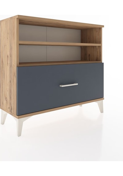 Arges Şifonyer 2 Raflı Tek Çekmeceli 88x30x80 Çam-antrasit Atlas Çam