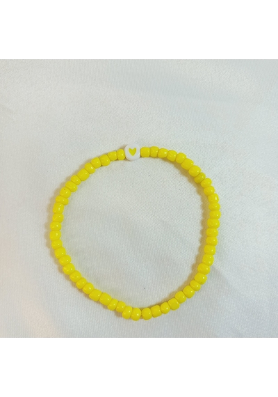 Crystal Atelier Sarı Renkli Boncuklu Kalp Bileklik Sarı