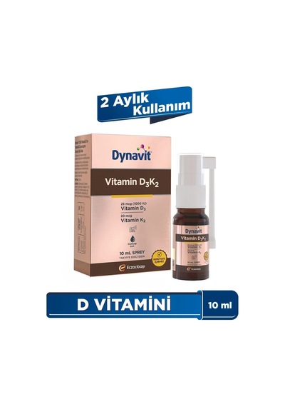 Dynavit Dynavıt Vitamin D3k2 10 Ml Sprey - Kas & Kemik & Bağışıklık 1000ıu D3 & 20mcg K2 Vitamini