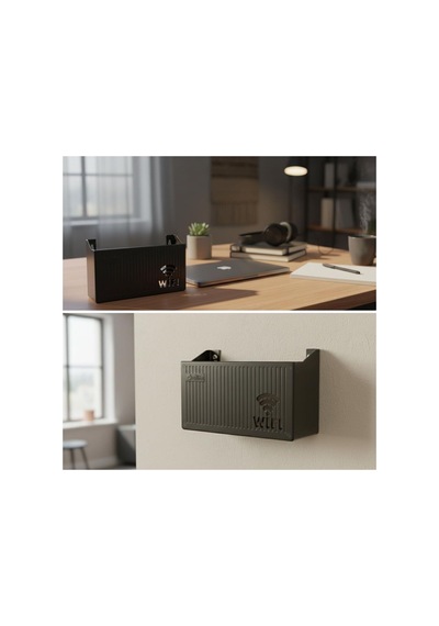 Duvar Tipi Wi-fi Modem Saklama Kutusu Siyah Kablo Düzenleyici Router Raf Organizer 5671