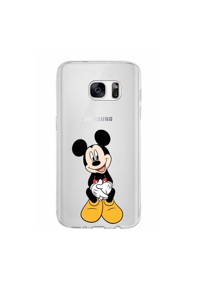 Samsung Galaxy Uyumlu S7 Kapak Mickey Mouse Tasarımlı Şeffaf Silikon Kılıf Şeffaf