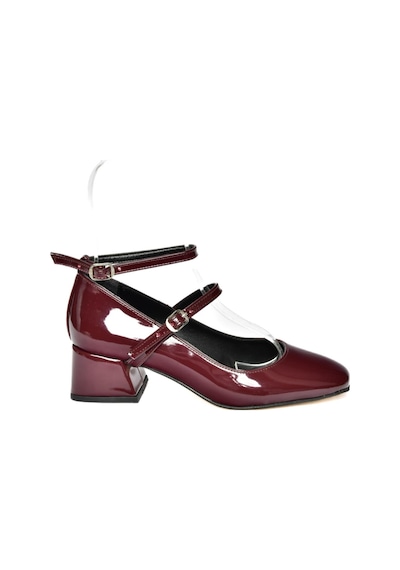 Fox Shoes R654037208 Bordo Rugan Kalın Topuklu Kadın Ayakkabı Bordo