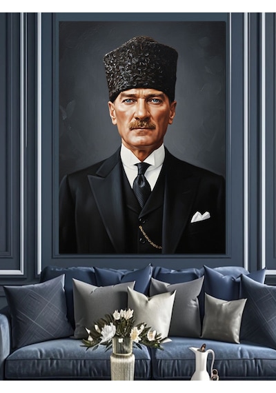 Ciddi Atatürk Portresi Tablosu Dekoratif Kanvas - Mdf Ahşap Tablo