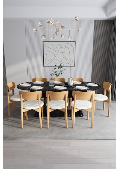 Modern 8 Kişilik Mutfak Yemek Masası Ve Sandalye %100 Mdf Mutfak Yemek Odası Masası Takımı Ymt08 Royal Mermer Modern 8 Kişilik Mutfak Yemek Masası Ve Sandalye %100 Mdf Mutfak Yemek Odası Masası Takımı Ymt08 Royal Mermer