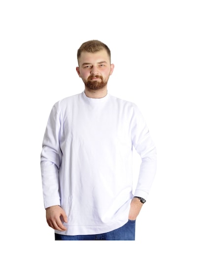 Mode Xl Büyük Beden Erkek Bisiklet Yaka Basic Sweat 22557 Beyaz 001