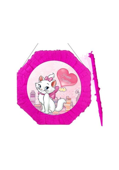 Pinyata Pembe Kedi Pinyata 42 Cm + Sopası Doğum Günü Eğlencesi Diğer