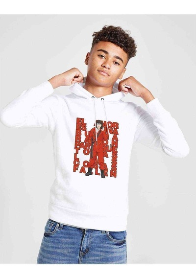 Tshirthane La Case De Papel El Amor Baskılı Unisex Çocuk Kapüşonlu Sweat Beyaz