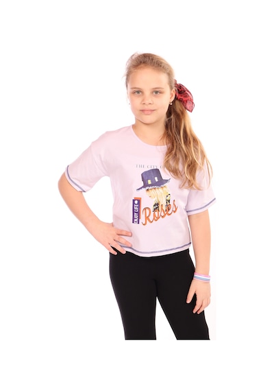 Toontoy Kids Toontoy Kız Çocuk Roses Yazı Baskılı Tişört Açık Lila