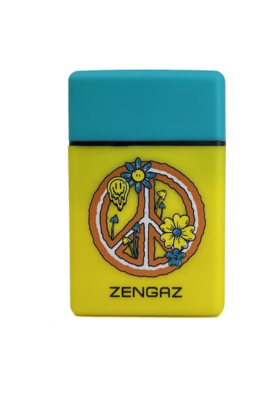Zengaz Cool Tasarım Jet Alev Çakmak - Peace & Love Sarı