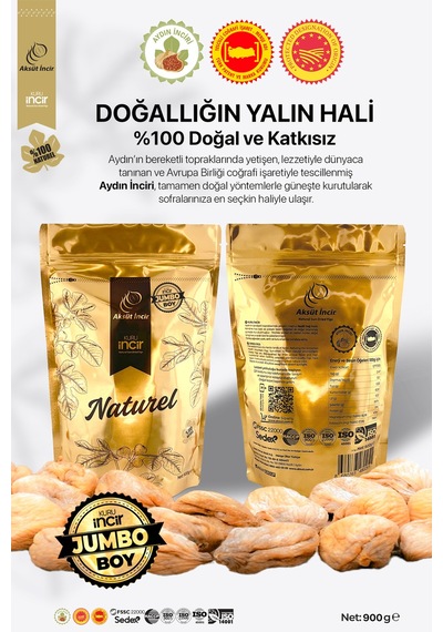 Jumbo Boy 900g Gold Doypack Kuru İncir Aydın İnciri Ab Coğrafi İşaretli 900 G