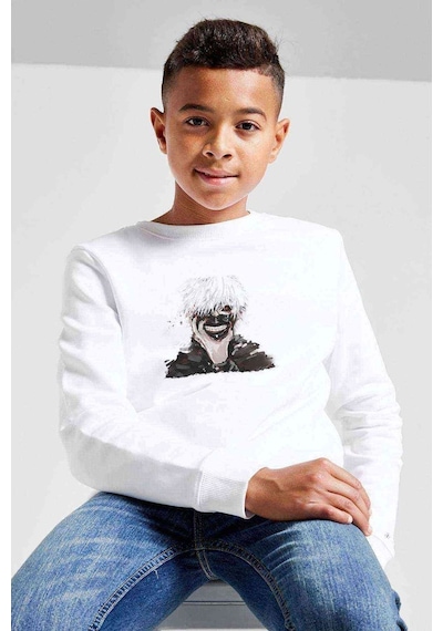 Tshirthane Anime Tokyo Ghoul Anteiku Baskılı Unisex Çocuk Beyaz Sweatshirt (534774370) Beyaz