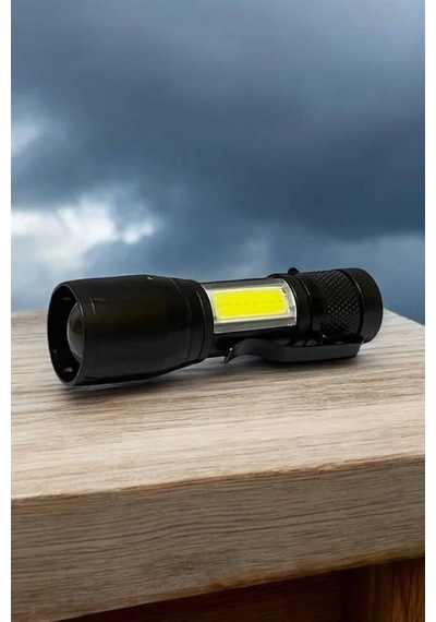 Buğz Şarjlı Metal Zoomlu El Feneri Işıldak Led Işık Taşınabilir El Lambası