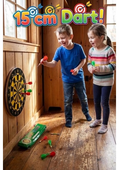 15 Cm Mini Dart Tahtası Seti - 2 Adet Metal Uçlu Ok Dahil - Duvar Ve Ofis Tipi Hedef Oyunu