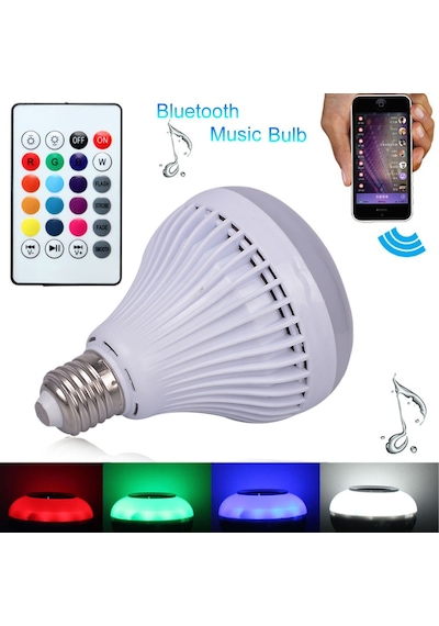 Bluetooth Hoparlörlü Kumandalı Rgb Led Ampul