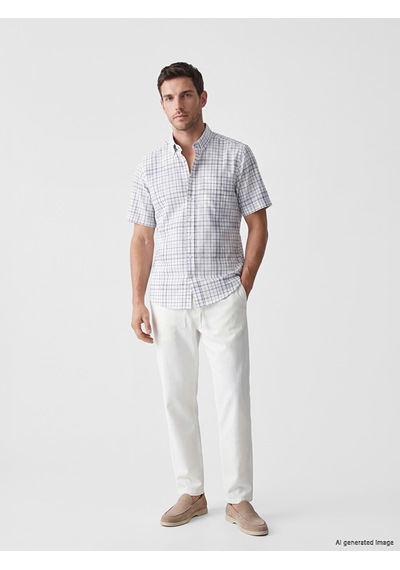 Lcwaıkıkı Classic Gri Regular Fit Ekose Poplin Erkek Gömlek