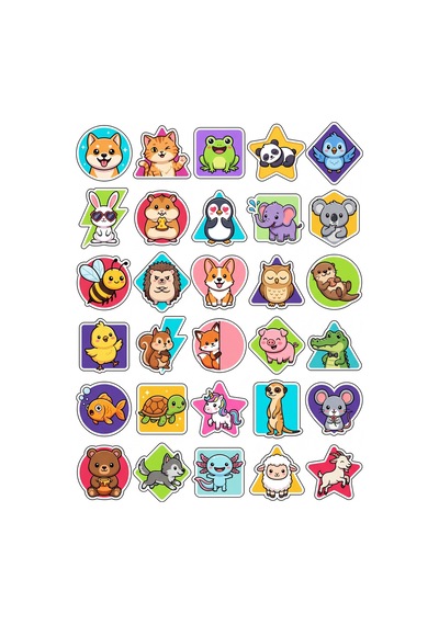 Sevimli Hayvanlar Sticker Seti 150 Adet - 5'li Mega Paket No59 - Laptop Defter Ajanda Çok Renkli