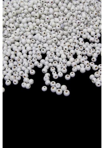 6 Mm Kireç Beyaz Ahşap Boncuk 55 Gr