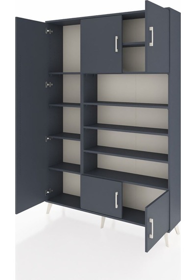 Arges Dolap 10 Raflı 5 Kapaklı 132x30x195 Antrasit-antrasit/antrasit Antrasıt/antrasıt
