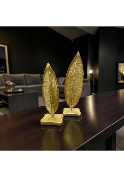 Sleep Nova Golden Leaf Yaprak Tasarımlı İkili Dekoratif Obje Seti