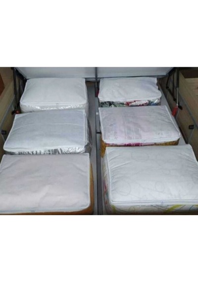 Şeffaf 3'lü Düzenleyici Hurç Seti Şeffaf Pvc Ve Beyaz Tela Beyaz - Şeffaf
