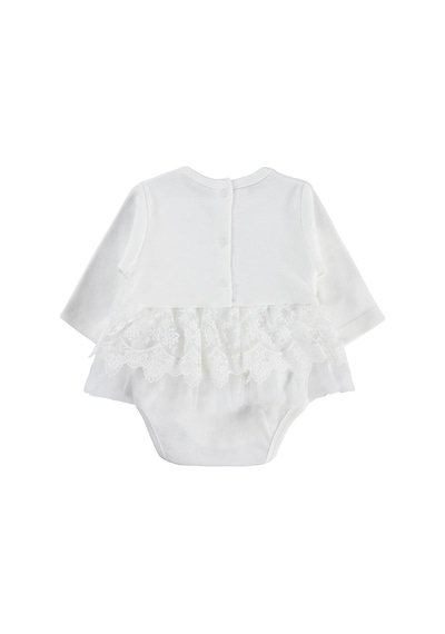 Civil Baby Fırfır Tüllü 3-12 Ay Çıtçıtlı Badi - Ekru