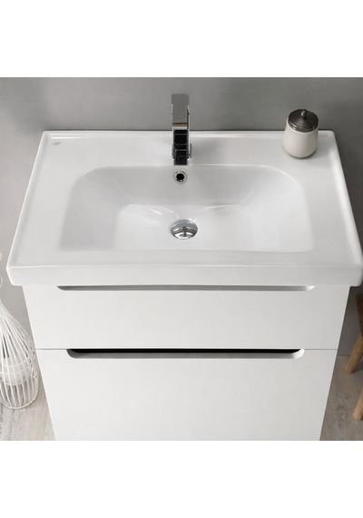 Turkuaz Cerastyle Frame Etajer Uyumlu Beyaz Lavabo 90x45 Cm 031300-u Beyaz