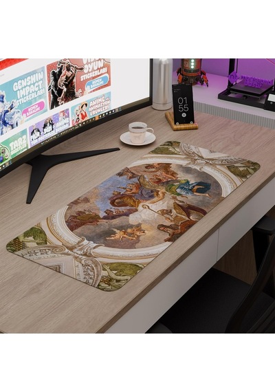 Ortaçağ Sanat Oyuncu Gaming Mouse Pad Kauçuk Kaymaz Taban Mousepad V5, 70x30 Xl