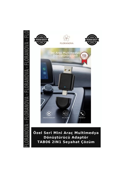 Özel Seri Mini Araç Multimedya Dönüştürücü Adaptör Tab06 2ın1 Seyahat Çözüm Diğer