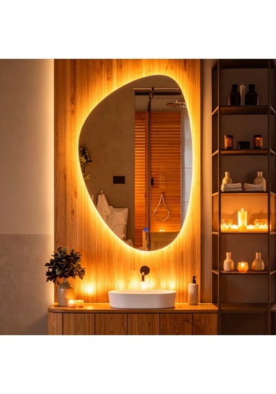Fracturavision Amber Led'li Lavabo & Banyo Aynası Dokunmatik Sensörlü 70 X 45 Turuncu