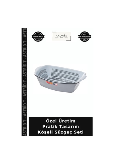 Özel Üretim Pratik Tasarım Köşeli Süzgeç Seti Çok Renkli
