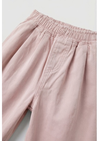 Magu Kız Çocuk Pamuklu Pembe Lastikli Bel Geniş Paça Pantolon