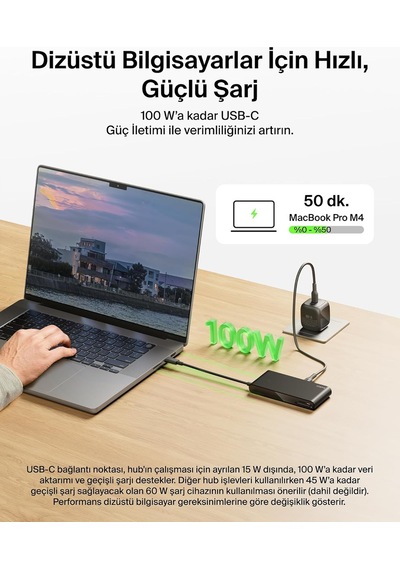 Belkin Connect 8 Portlu Usb-c Hub, 4k 60hz E Kadar Çözünürlükleri
