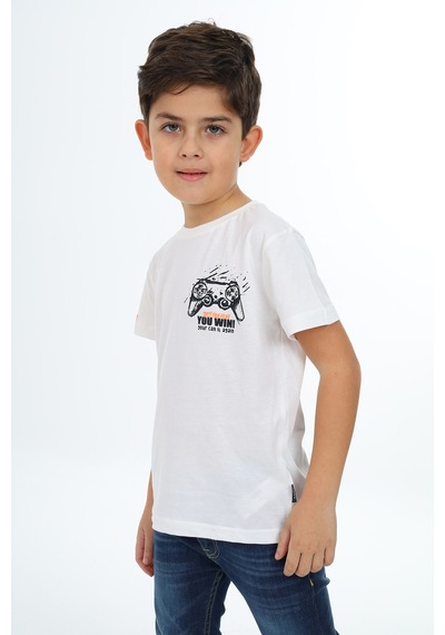 Toontoy Kids Toontoy Erkek Çocuk Oyun Konsol Baskılı Tişört Ekru