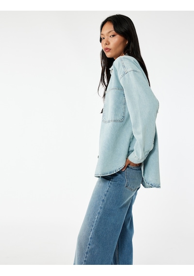 Koton Pamuklu Düğmeli Rahat Kalıp Klasik Yaka Cep Detaylı Denim Gömlek Orta İndigo 6wal60001md Indigo Koton Pamuklu Düğmeli Rahat Kalıp Klasik Yaka Cep Detaylı Denim Gömlek Orta İndigo 6wal60001md Indigo
