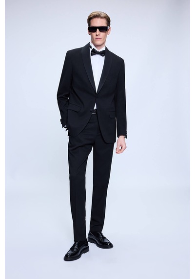 Hatemoğlu Siyah Slim Fit Çıkma Şal Yaka Klasik Damatlık 1996528 Siyah